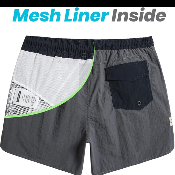 Maamgic Olive Green Swim Trunks with Black Waistband - Picture 3 of 5